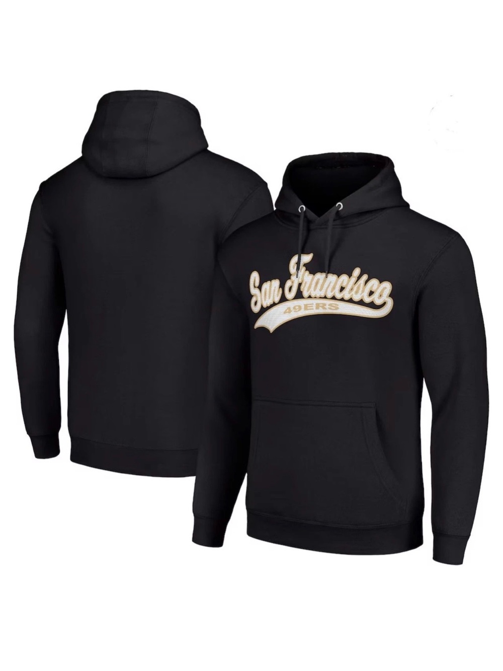 San Francisco 49ers Starter Black Pullover Hoodie Sweatshirt White & Gold 2XL